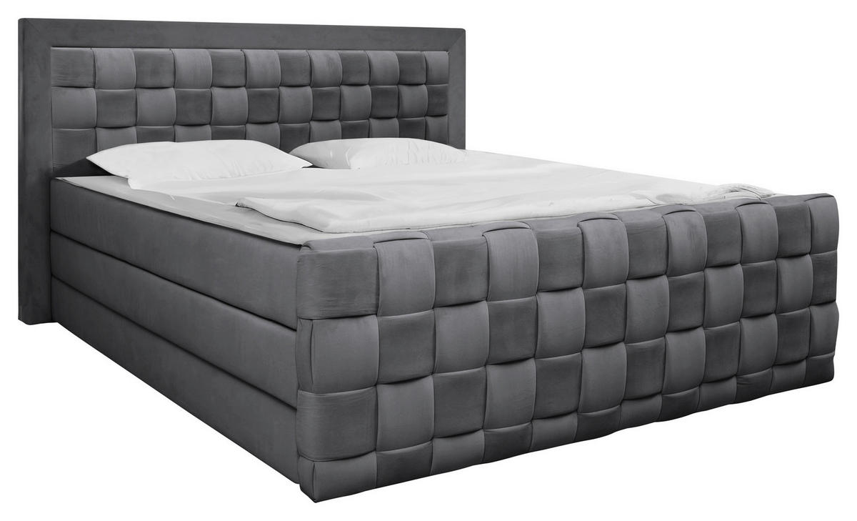 BOXSPRINGBETT 140/200 cm  in Graphitfarben  - Graphitfarben, MODERN, Textil (140/200cm) - Livetastic