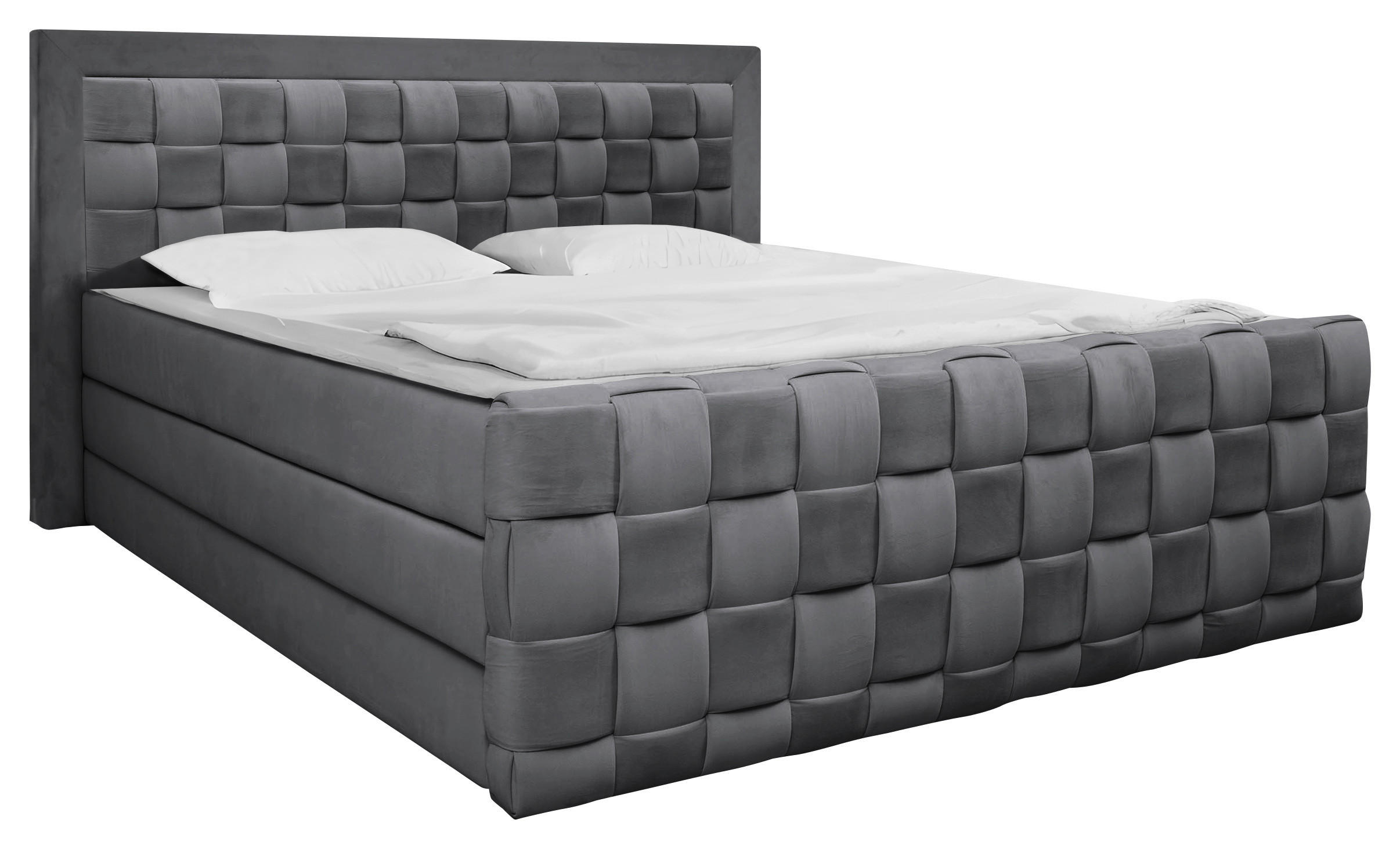 Thumbnail - Livetastic Boxspringbett, Graphit, Textil, H2 + H3, Höhe ca. 18 cm, 180x200 cm, Bettkasten, gepolstertes Kopfteil, Toppe...