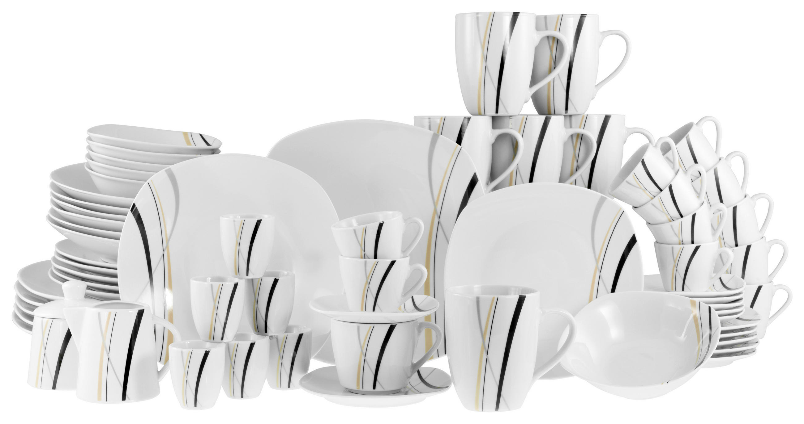 KOMBISERVICE Square - City Line 62-teilig  - Weiß, Trend, Keramik - Creatable