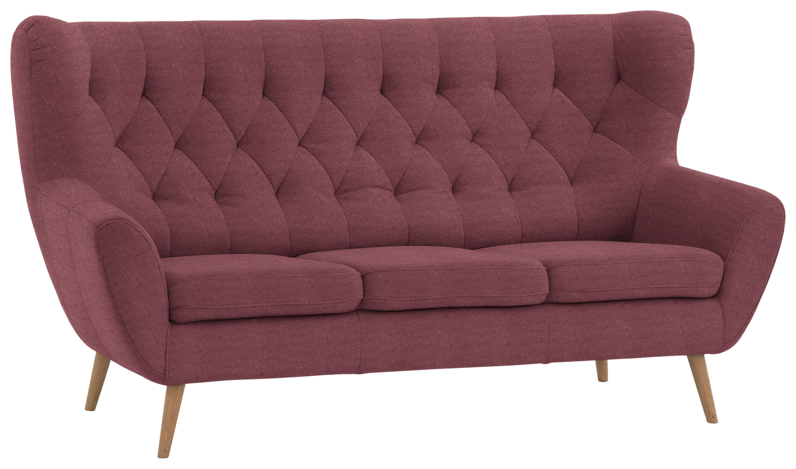 3-SITZER-SOFA in Mikrofaser Weinrot  - Weinrot, Design, Holz/Textil (187/101/95cm) - Stylife