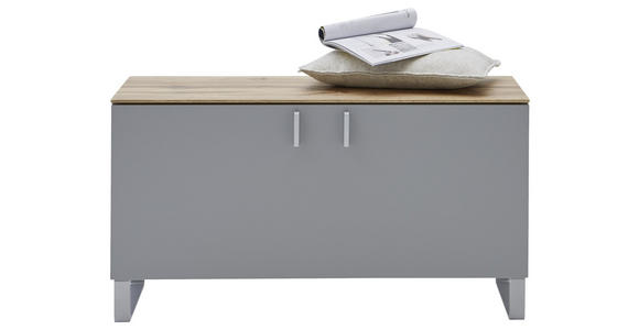 GARDEROBENBANK Eiche furniert Grau, Eichefarben  - Eichefarben/Alufarben, Design, Holz/Metall (93/49/36cm) - Dieter Knoll