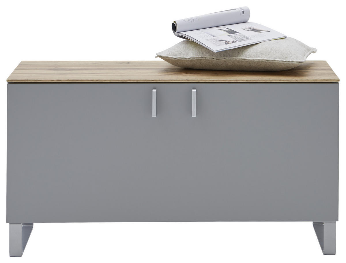 GARDEROBENBANK  in 93/49/36 cm  - Eichefarben/Alufarben, Design, Holz/Metall (93/49/36cm) - Dieter Knoll