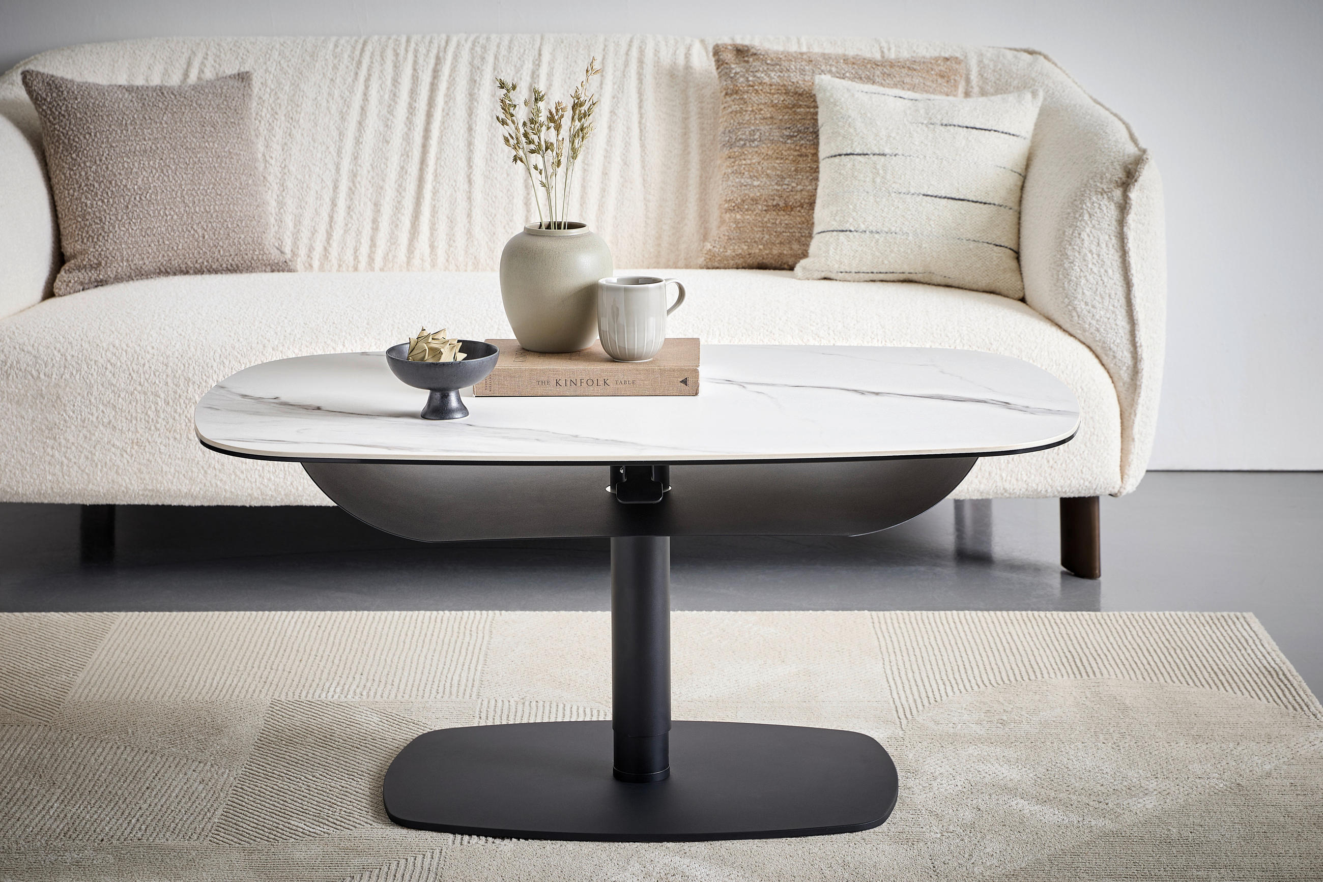 COUCHTISCH ESG 110/70/50-75 cm rechteckig Anthrazit, Weiß  - Anthrazit/Weiß, Design, Glas/Keramik (110/70/50-75cm) - Dieter Knoll