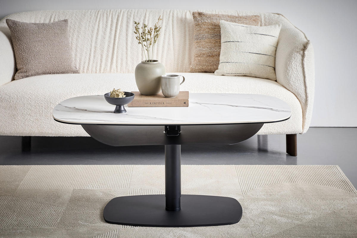 COUCHTISCH ESG 110/70/50-75 cm rechteckig Anthrazit, Weiß  - Anthrazit/Weiß, Design, Glas/Keramik (110/70/50-75cm) - Dieter Knoll
