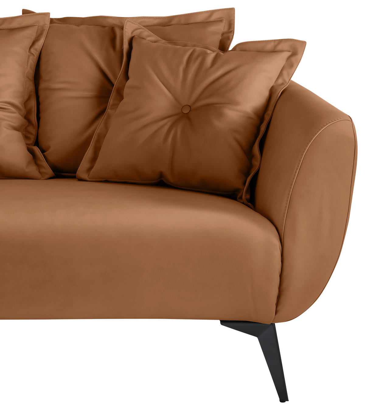 ECKSOFA Cognac Lederlook  - Cognac/Schwarz, MODERN, Textil/Metall (162/277cm) - Livetastic