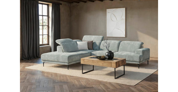 ECKSOFA  in Chenille Mintgrün  243/307 cm  - Schwarz/Mintgrün, Design, Textil/Metall (243/307cm) - Xora
