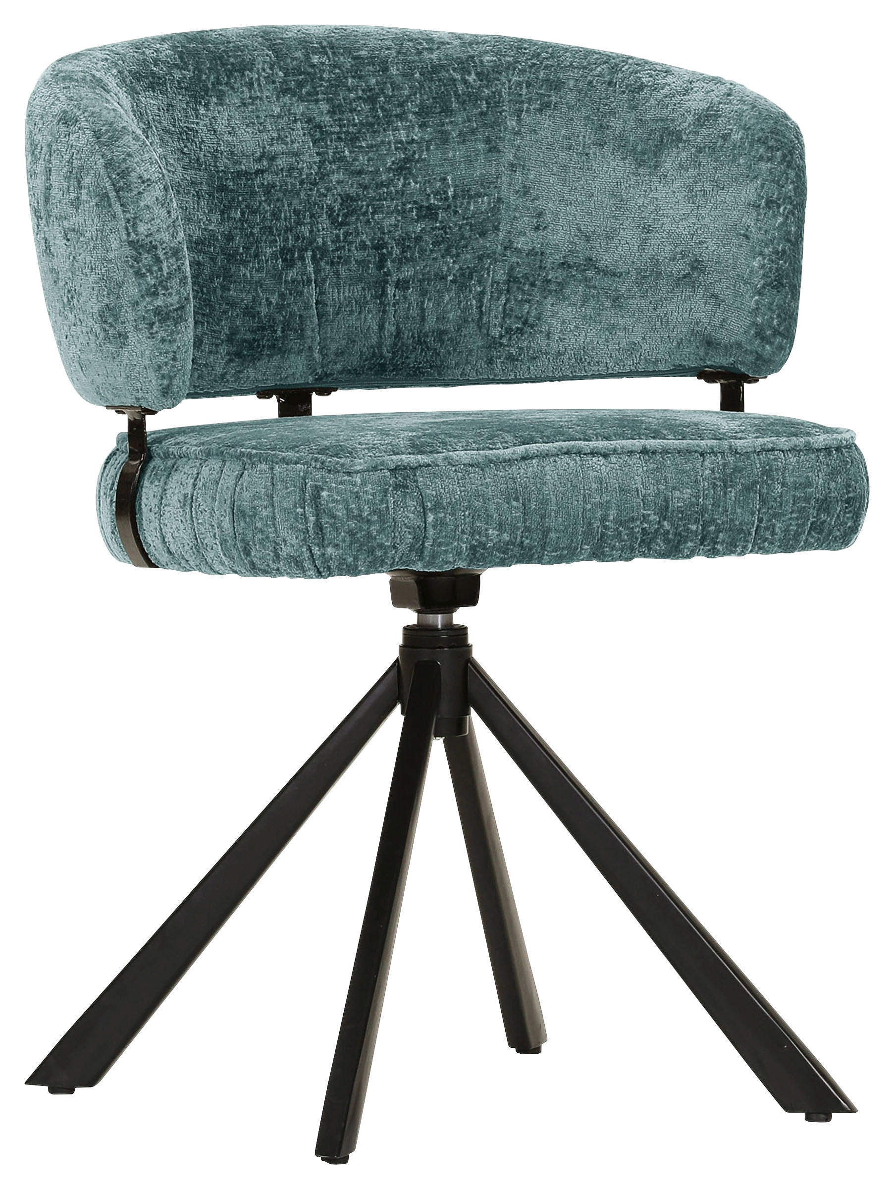 STUHL Chenille Petrol  - Petrol/Schwarz, Design, Textil/Metall (62/80/56cm) - Landscape