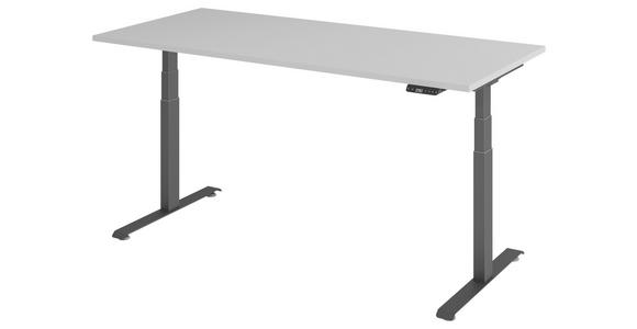 SCHREIBTISCH 180/80/64,5-129,5 cm Graphitfarben, Grau höhenverstellbar  - Graphitfarben/Grau, KONVENTIONELL, Holzwerkstoff/Metall (180/80/64,5-129,5cm) - Venda