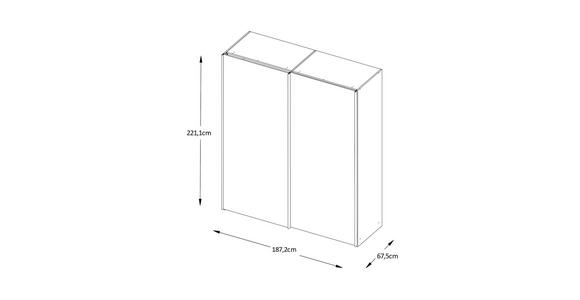 SCHWEBETÜRENSCHRANK 188/222/68 cm 2-türig  - Graphitfarben/Sonoma Eiche, Design, Holzwerkstoff/Metall (188/222/68cm) - Moderano