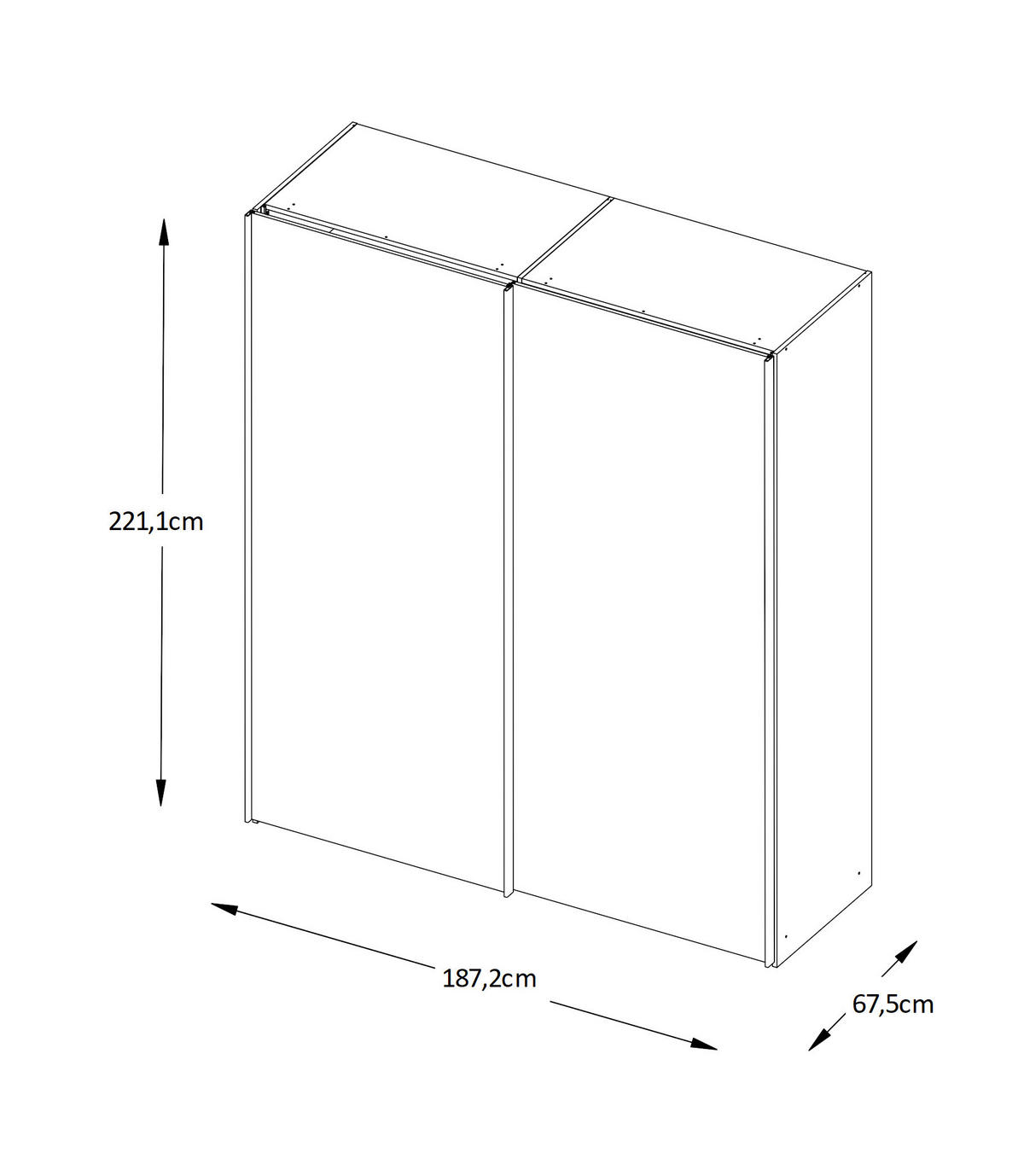 SCHWEBETÜRENSCHRANK in Sandfarben  - Sandfarben/Graphitfarben, Design, Holzwerkstoff/Metall (188/222/68cm) - Moderano