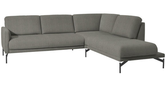 ECKSOFA in Flachgewebe, Struktur Graubraun  - Anthrazit/Graubraun, Design, Textil/Metall (254/230cm) - Ambiente