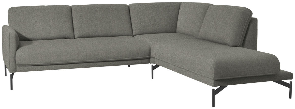 ECKSOFA in Flachgewebe, Struktur Graubraun  - Anthrazit/Graubraun, Design, Textil/Metall (254/230cm) - Johann Jakob