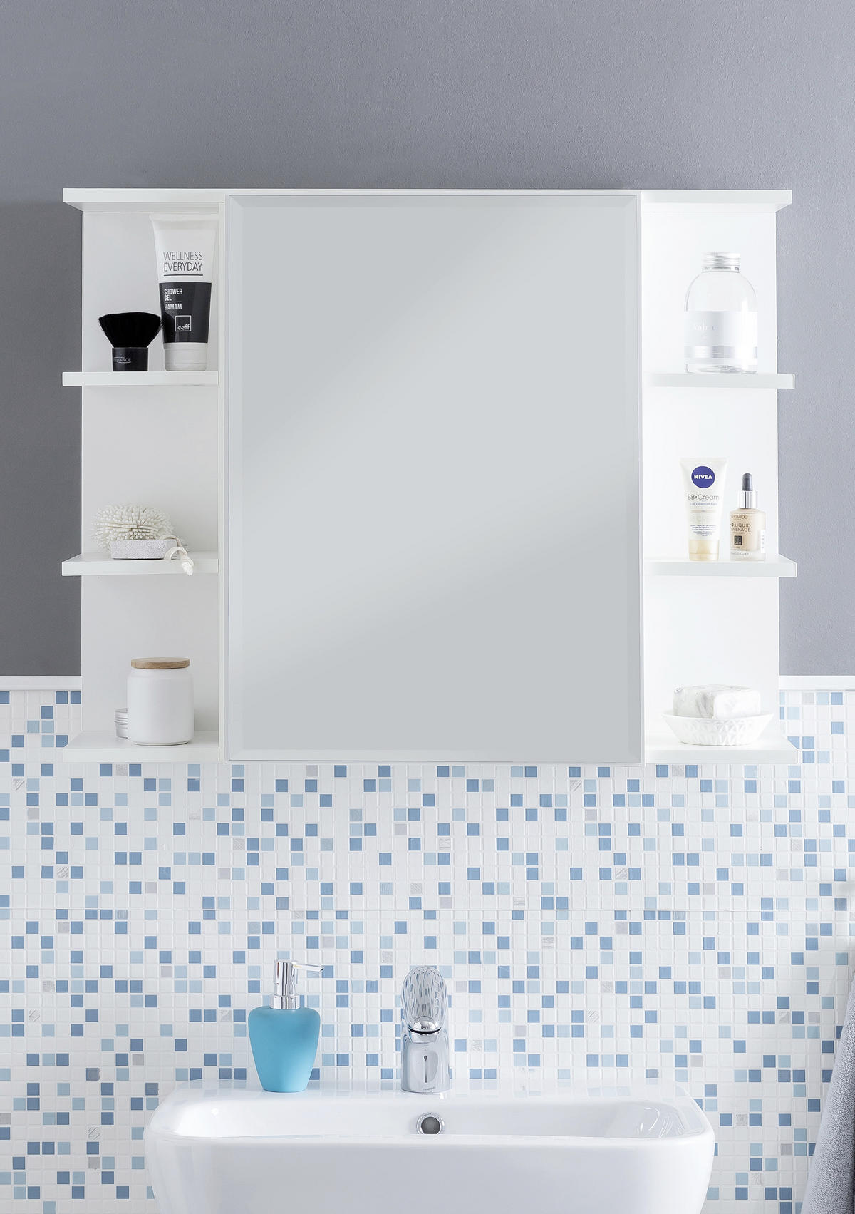 SPIEGELSCHRANK 80/64,5/20 cm  - Weiss, Konventionell, Glas/Holzwerkstoff (80/64,5/20cm) - MID.YOU