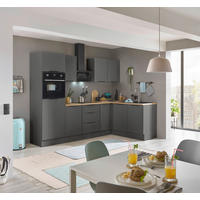 ECKKÜCHE 270/165 cm  in Graphitfarben  - Schwarz/Graphitfarben, Basics, Holzwerkstoff/Metall (270/165cm) - Carryhome