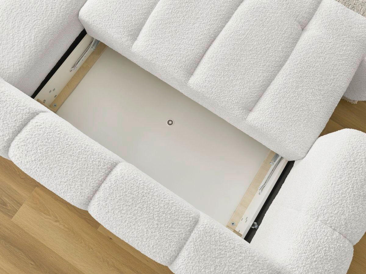 ECKSCHLAFSOFA FUJI Bouclé Weiß  inkl.  - Schwarz/Weiß, MODERN, Kunststoff/Textil (292/160cm)