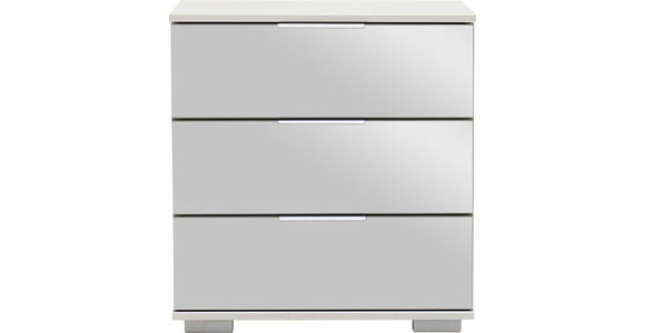 NACHTKÄSTCHEN 52/58/38 cm  in Weiß  - Alufarben/Weiß, Design, Glas/Holzwerkstoff (52/58/38cm) - Carryhome