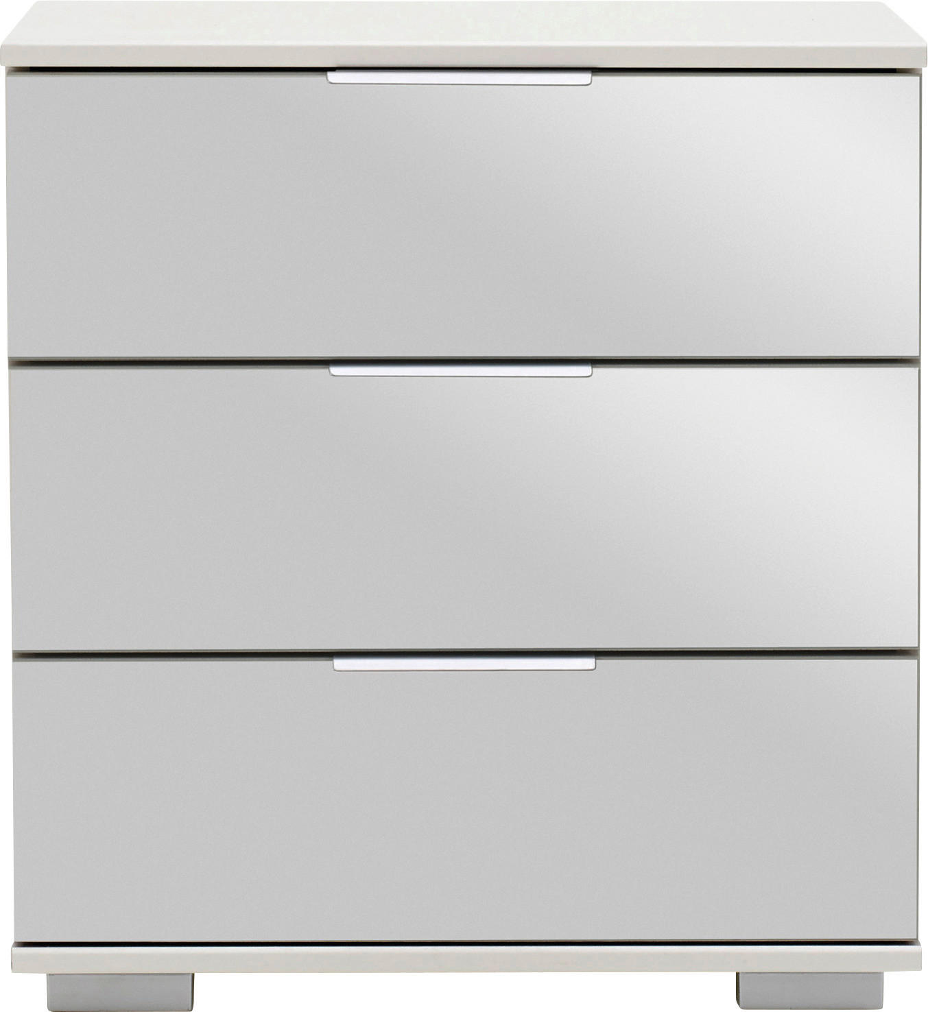 NACHTSCHRANK 52/58/38 cm  - Alufarben/Weiß, Design, Glas/Holzwerkstoff (52/58/38cm) - Livetastic
