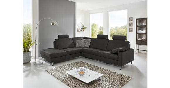ECKSOFA  in Mikrofaser Anthrazit  242/275 cm  - Anthrazit/Alufarben, Design, Textil/Metall (242/275cm) - Dieter Knoll