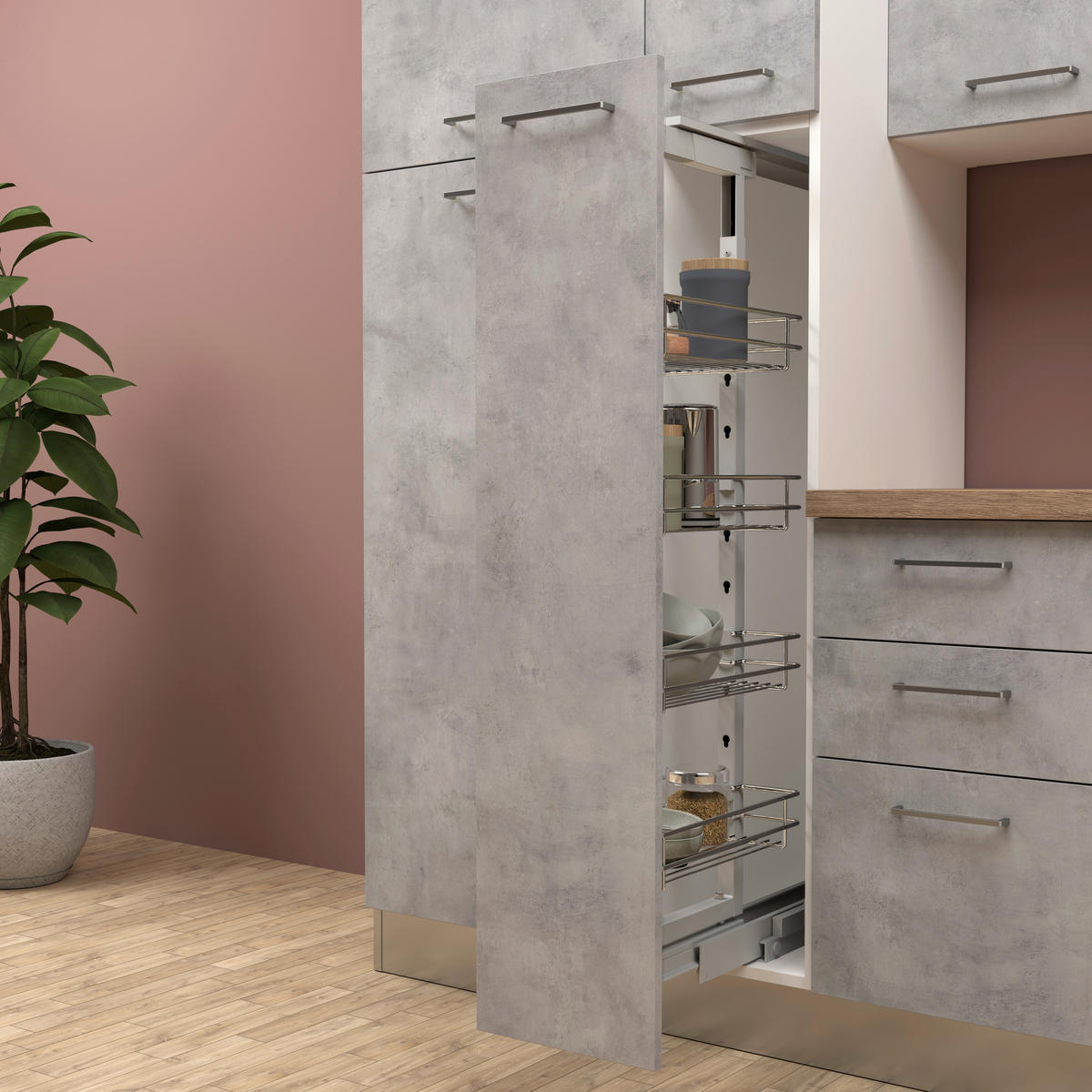 KÜCHENBLOCK  - Honigeiche/Hellgrau, LIFESTYLE, Holzwerkstoff/Kunststoff (285cm) - MID.YOU