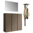 GARDEROBE 3-teilig  in 170/185/33 cm  - Taupe, Design, Glas/Holzwerkstoff (170/185/33cm) - Moderano