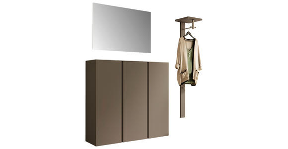 GARDEROBE 3-teilig in 170/185/33 cm - Taupe, Design, Glas/Holzwerkstoff (170/185/33cm) - Moderano
