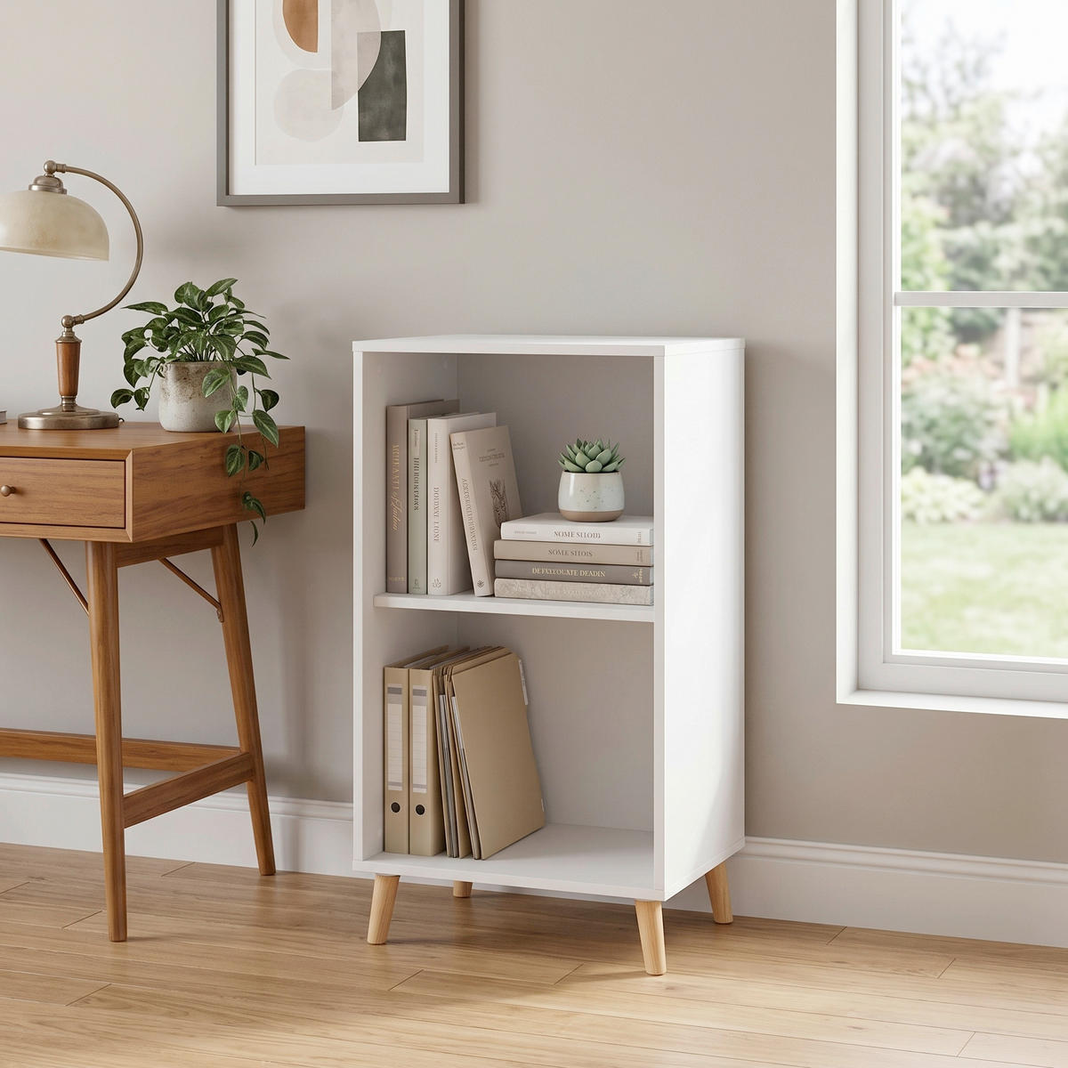 REGAL 50,95/92,6/41 cm bela  - bela, Moderno, leseni material/les (50,95/92,6/41cm) - MID.YOU