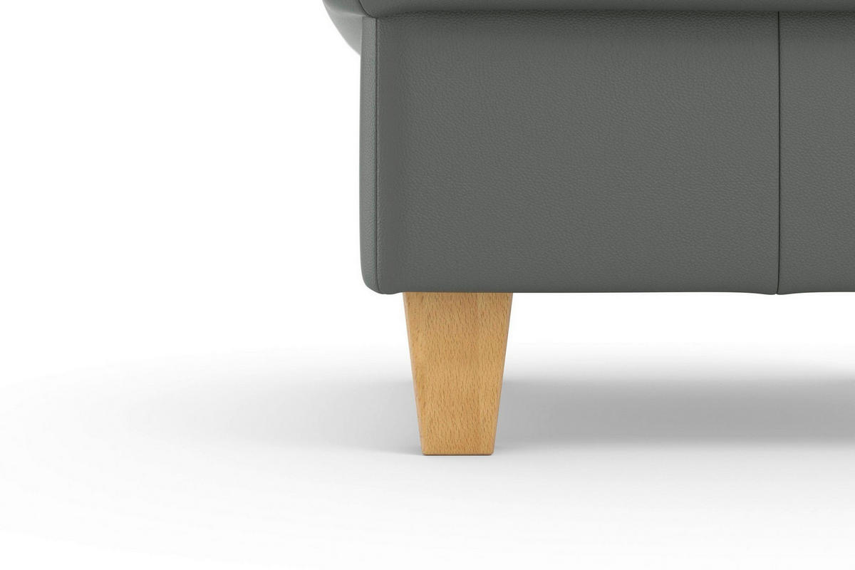 HOCKER Leder Anthrazit  - Eichefarben/Anthrazit, Basics, Leder/Holz (58/48/58cm) - Sit & More