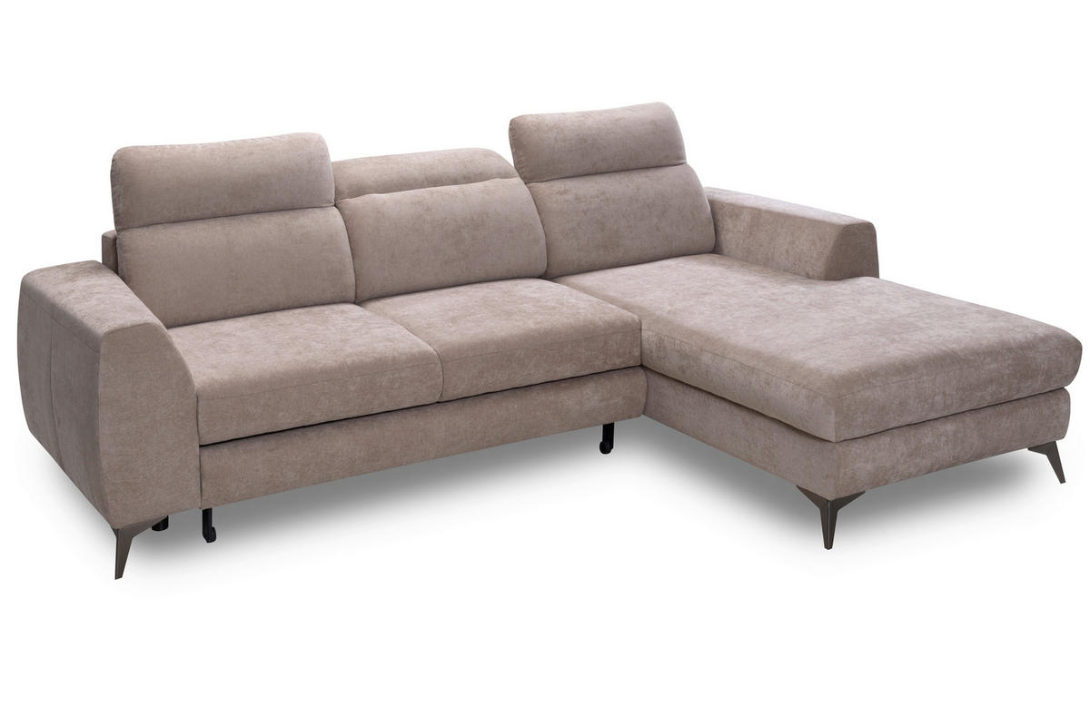 ROHOVÁ SEDAČKA, textil, béžová - černá/béžová, Basics, kov/textil (264/191cm) - Livetastic