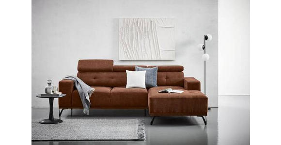 ECKSOFA in Chenille Rostfarben  - Rostfarben/Schwarz, KONVENTIONELL, Textil/Metall (264/178cm) - Hom`in