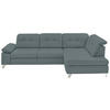 ECKSOFA in Echtleder Blaugrau  - Blaugrau/Alufarben, Design, Leder/Metall (309/211cm) - Beldomo Speed
