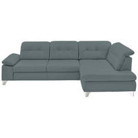 ECKSOFA in Echtleder Blaugrau  - Blaugrau/Alufarben, Design, Leder/Metall (309/211cm) - Beldomo Speed