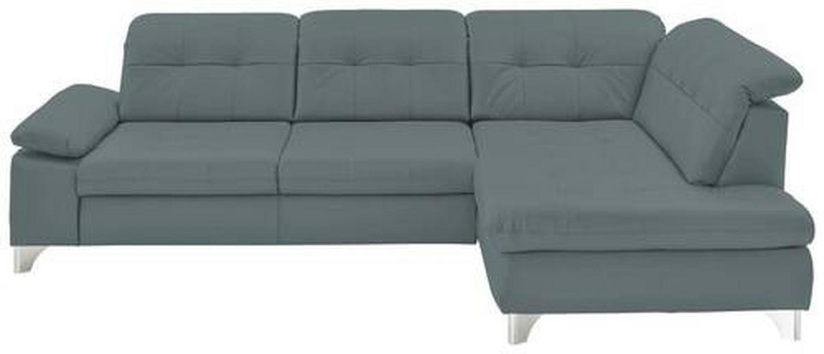ECKSOFA in Echtleder Blaugrau  - Blaugrau/Alufarben, Design, Leder/Metall (309/211cm) - Beldomo Speed