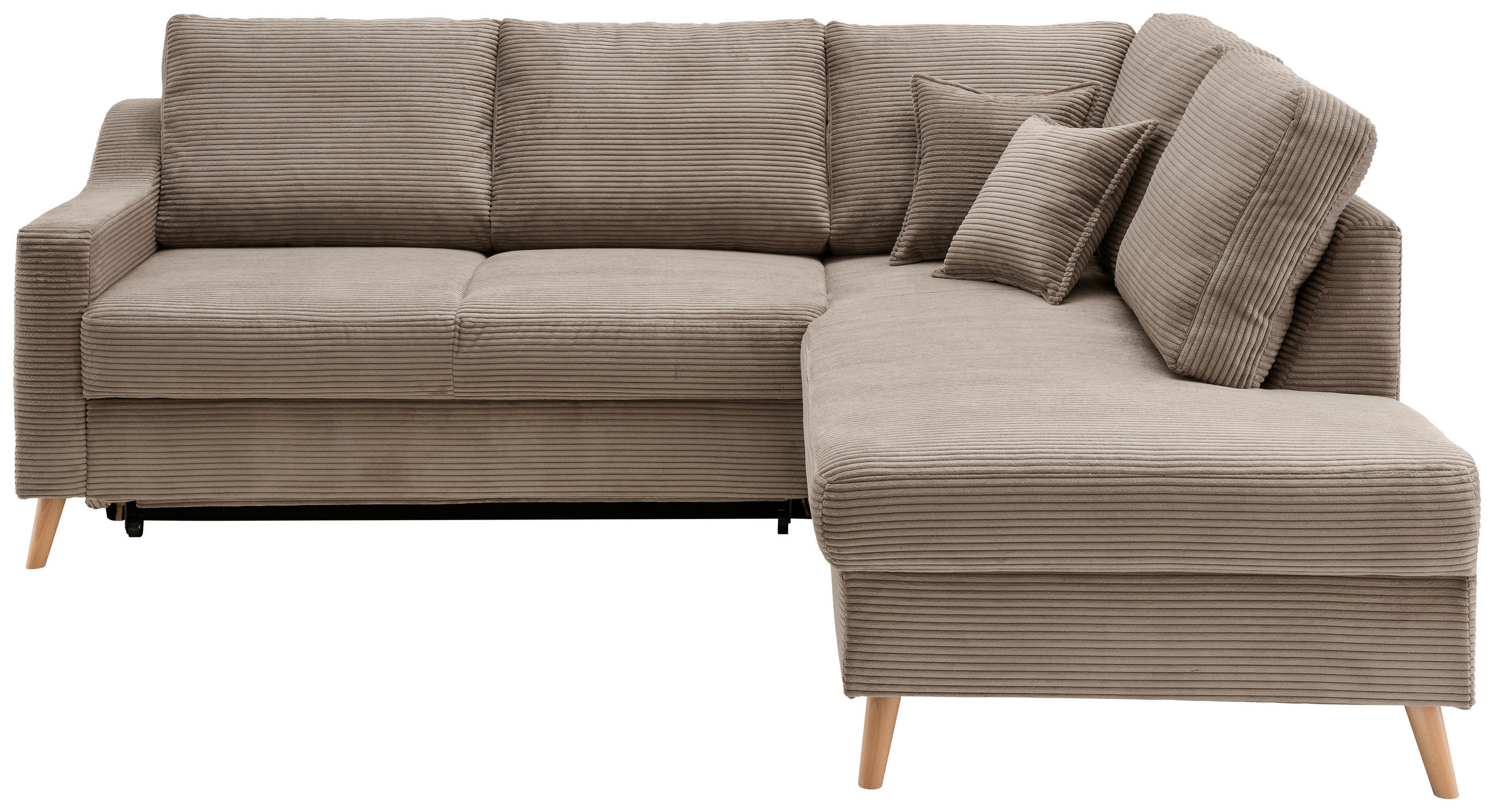 ECKSOFA in Cord Graubraun - Graubraun/Naturfarben, Modern, Holz/Textil (230/200cm) - Livetastic
