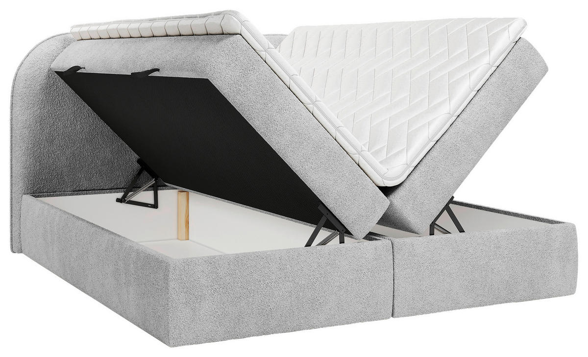 BOXBETT 160/200 cm  in Hellgrau  - Hellgrau/Schwarz, Design, Holz/Holzwerkstoff (160/200cm) - Chameo