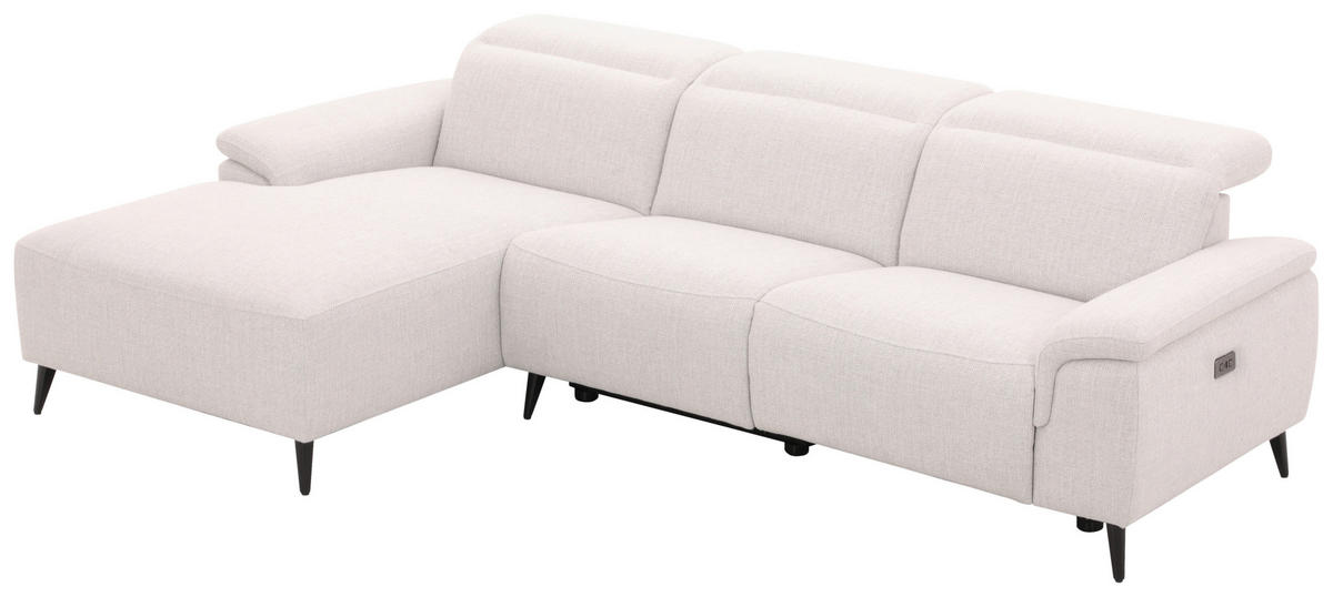 ECKSOFA inkl. Funktionen Hellgrau Leinenoptik  - Schwarzchrom/Hellgrau, Design, Holz/Kunststoff (270/75/171cm) - Xora