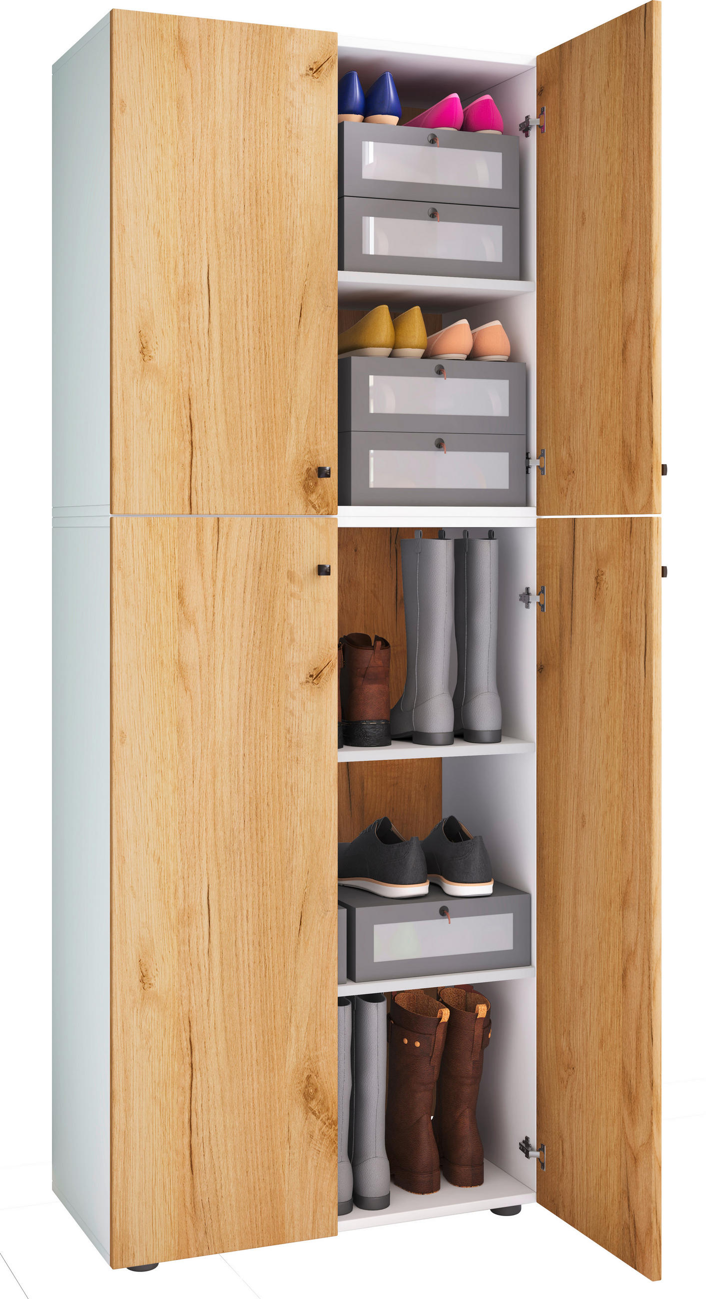KLEIDERSCHRANK in Weiss, Honigeiche  - Honigeiche/Weiss, Design, Holzwerkstoff/Kunststoff (70/182/39cm) - MID.YOU