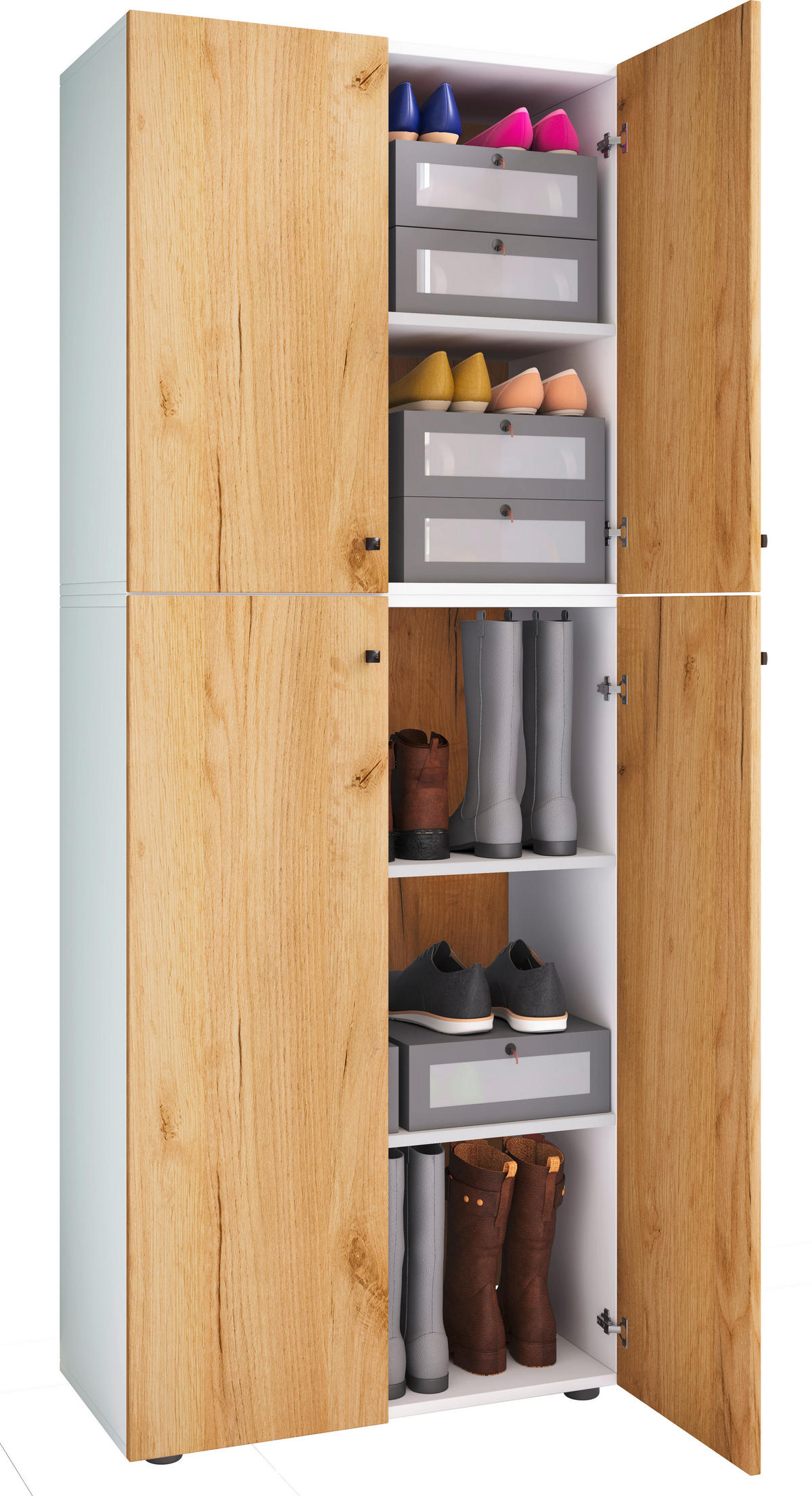 KLEIDERSCHRANK in Weiss, Honigeiche  - Honigeiche/Weiss, Design, Holzwerkstoff/Kunststoff (70/182/39cm) - MID.YOU