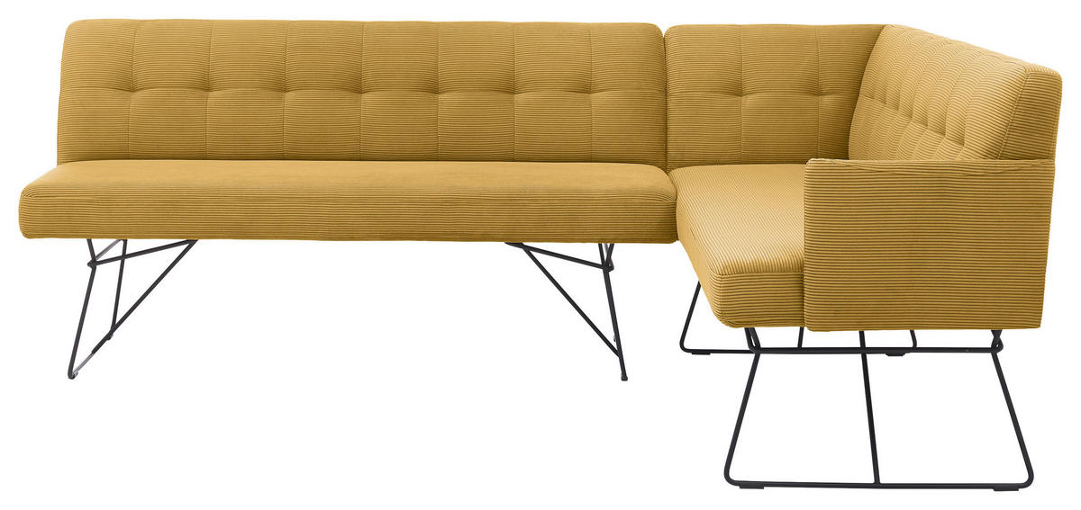 ECKBANK 232/180 cm Feincord Grün Metall   - Schwarz/Grün, Design, Textil/Metall (232/180cm) - Johann Jakob