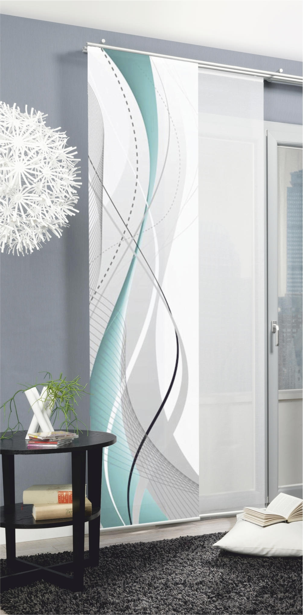 FLÄCHENVORHANG   blickdicht   60/245 cm  - Petrol, Design, Textil (60/245cm)