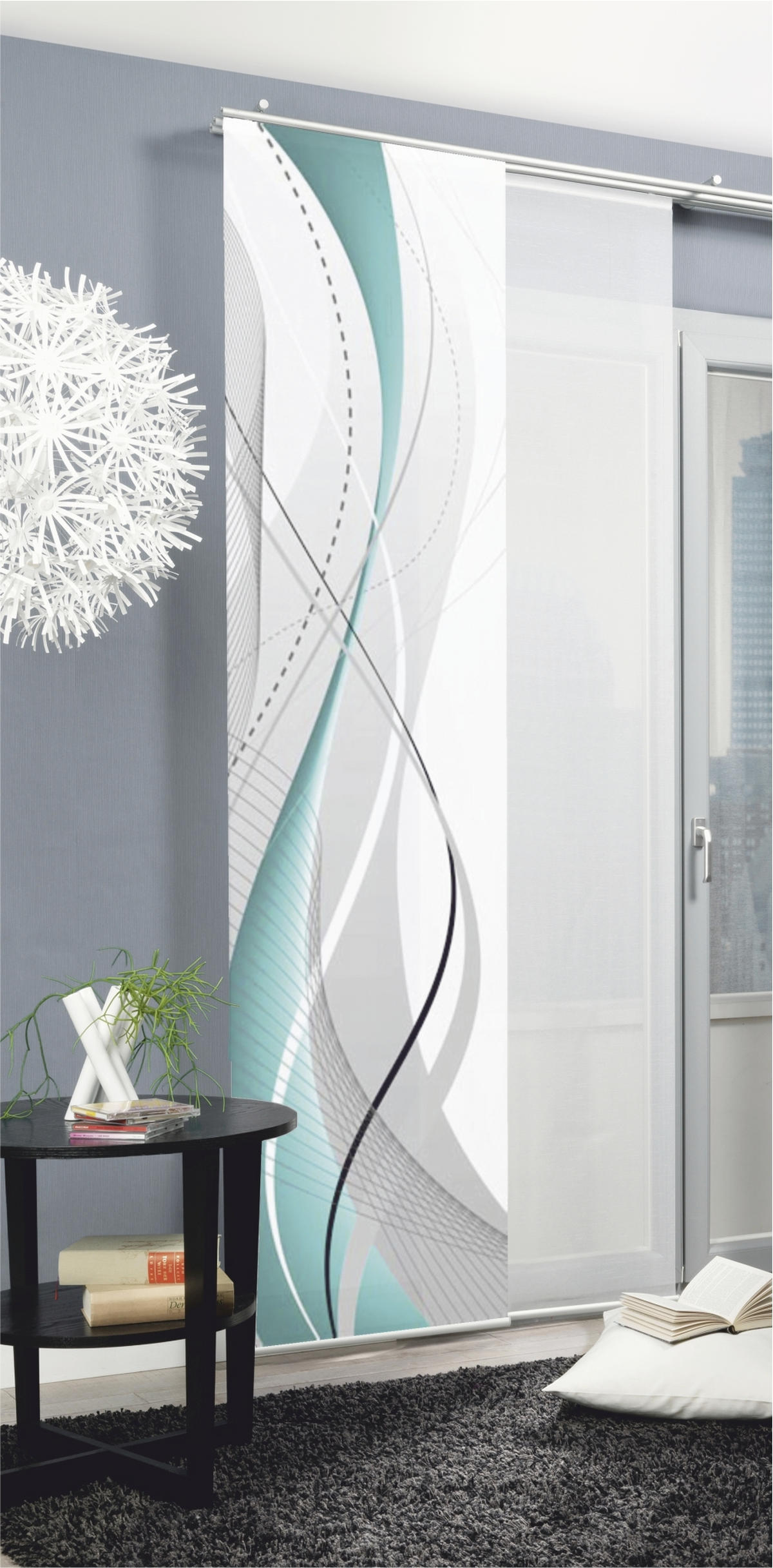 FLÄCHENVORHANG   blickdicht   60/245 cm  - Petrol, Design, Textil (60/245cm)