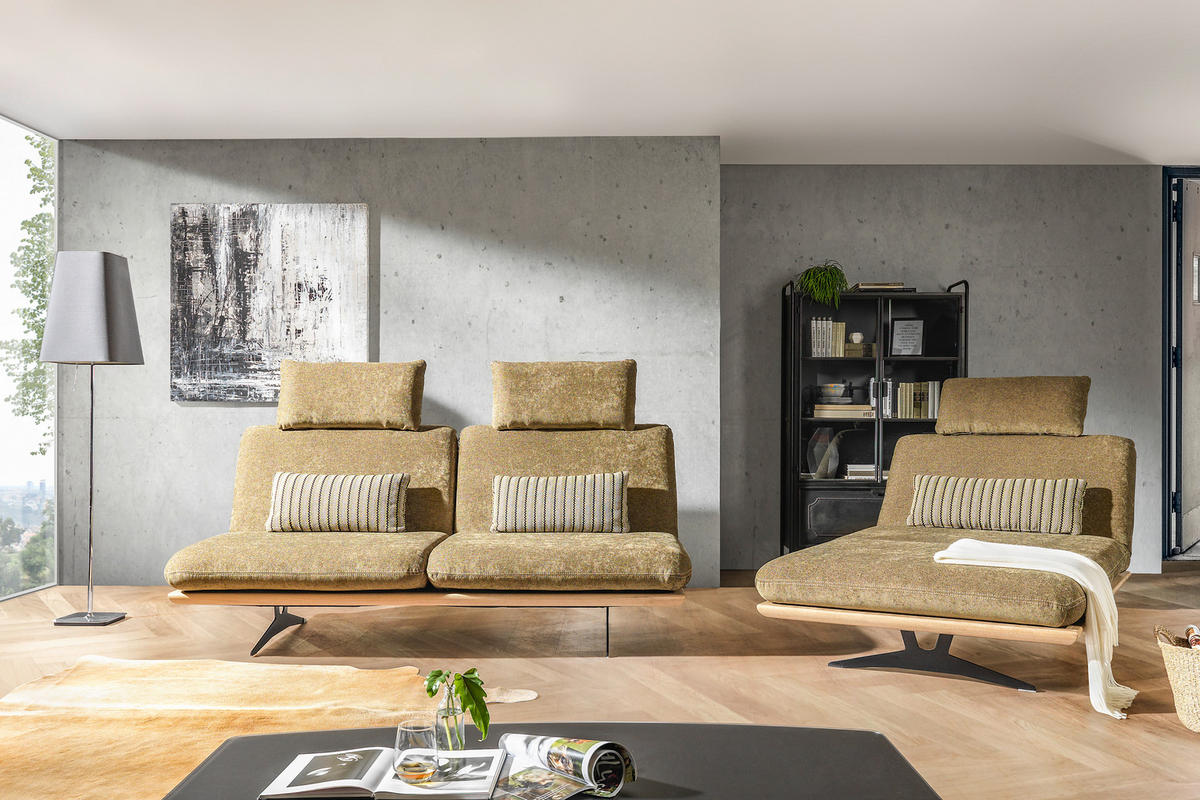 CANAPEA EXTENSIBILĂ textil, lemn verde închis  - verde închis/negru, Design, lemn/metal (204/92/90cm) - Dieter Knoll