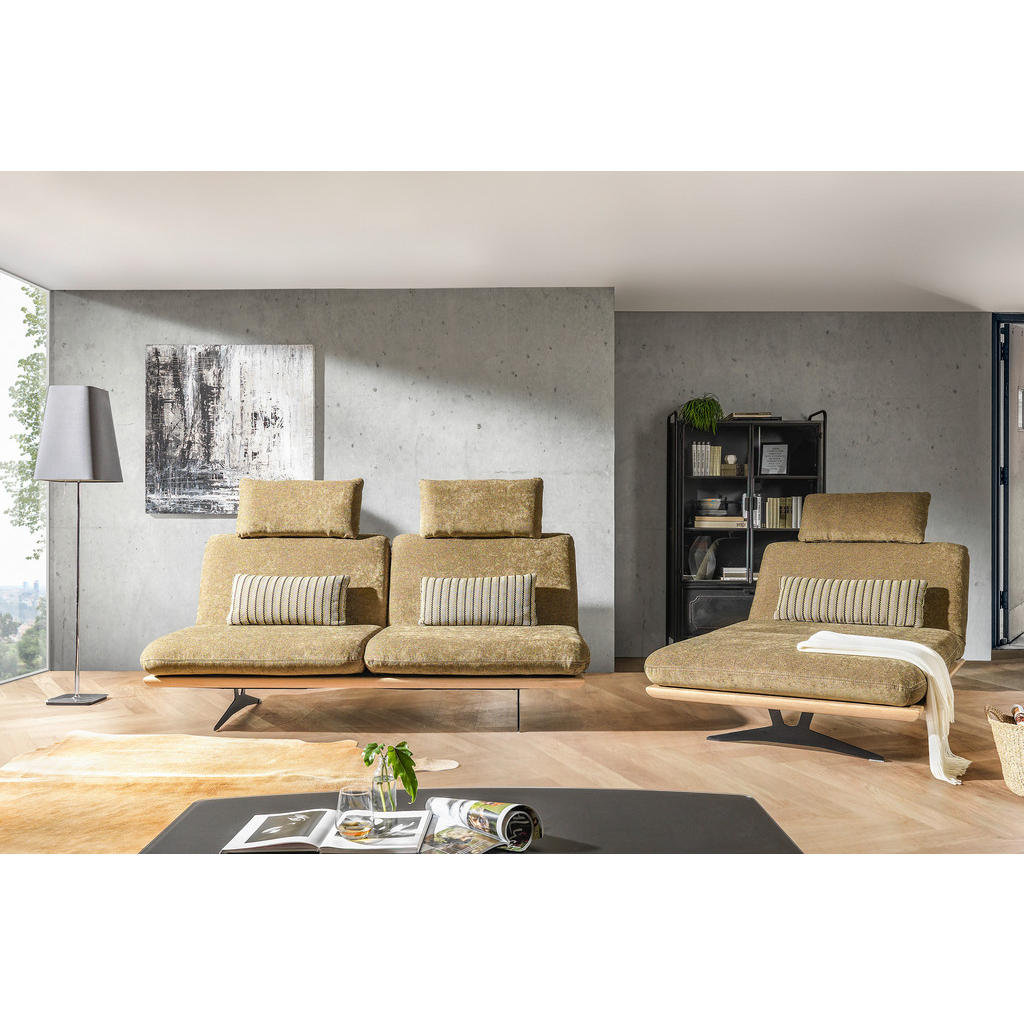 Thumbnail - Dieter Knoll Schlafsofa Palermo, Dunkelgrau, Holz, Leder, Echtleder, Eiche, massiv, Uni, 2-Sitzer, 204x92x90 cm, Stoffau...