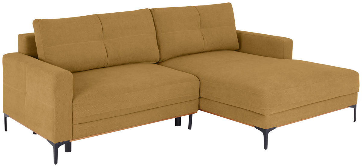 ECKSOFA in Gelb  - Gelb/Schwarz, Modern, Textil/Metall (238/162cm) - Ondega