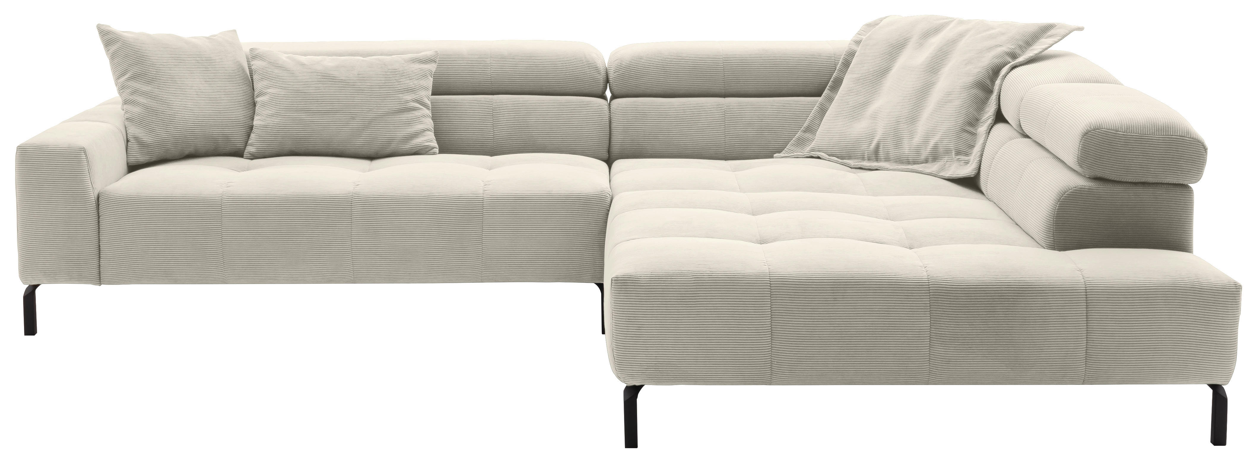 ECKSOFA Naturfarben Cord  - Schwarz/Naturfarben, KONVENTIONELL, Textil/Metall (311/219cm) - Hom`in