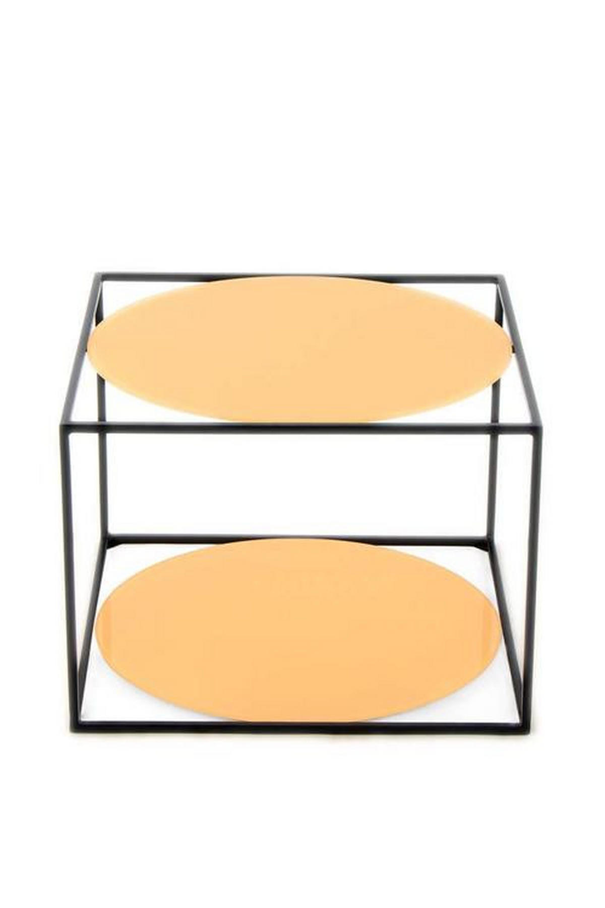 PRÍRUČNÝ STOLÍK, oranžová, čierna - oranžová/čierna, Basics, kov/sklo (50/50/36cm)