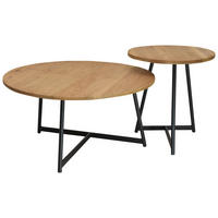 COUCHTISCHSET Wildeiche 60/60/40 cm rund Schwarz, Wildeiche  - Wildeiche/Schwarz, Trend, Holz/Metall (60/60/40cm) - Boxxx