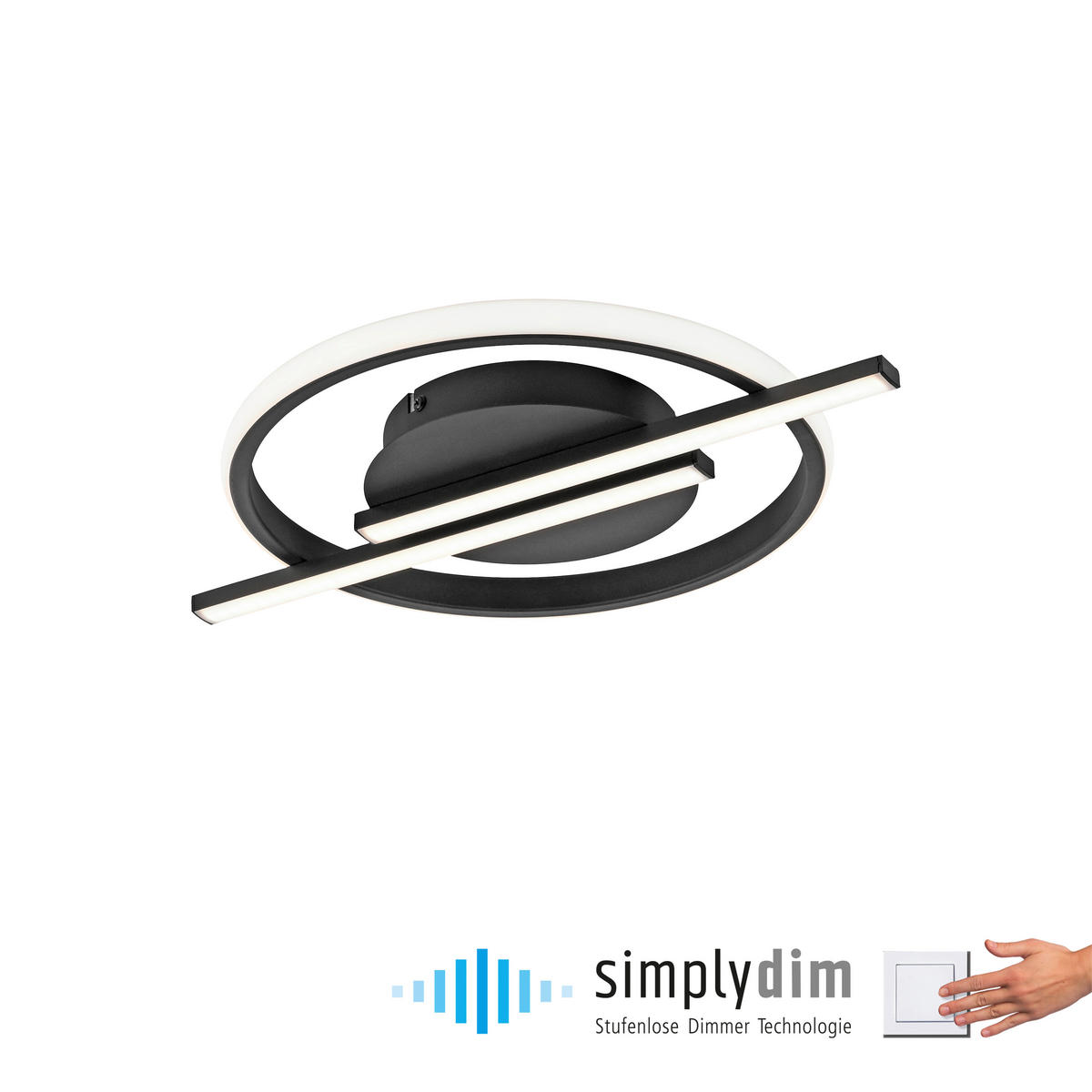 LED PLAFONJERA - crna, Dizajnerski, metal/plastika (42,5/31/4,5cm)