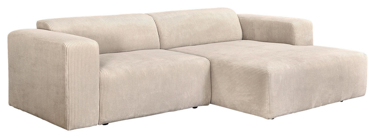 SEDEŽNA GARNITURA, rebrasti žamet krem barve  - črna/krem barve, Design, umetna masa/tekstil (298/175cm) - P & B