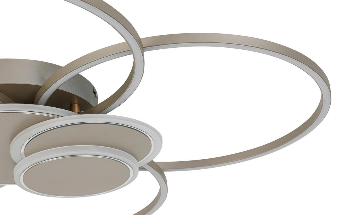 STROPNÉ LED SVIETIDLO, 90,5/81/9,5 cm - biela/šampanská, Design, kov/plast (90,5/81/9,5cm) - Novel