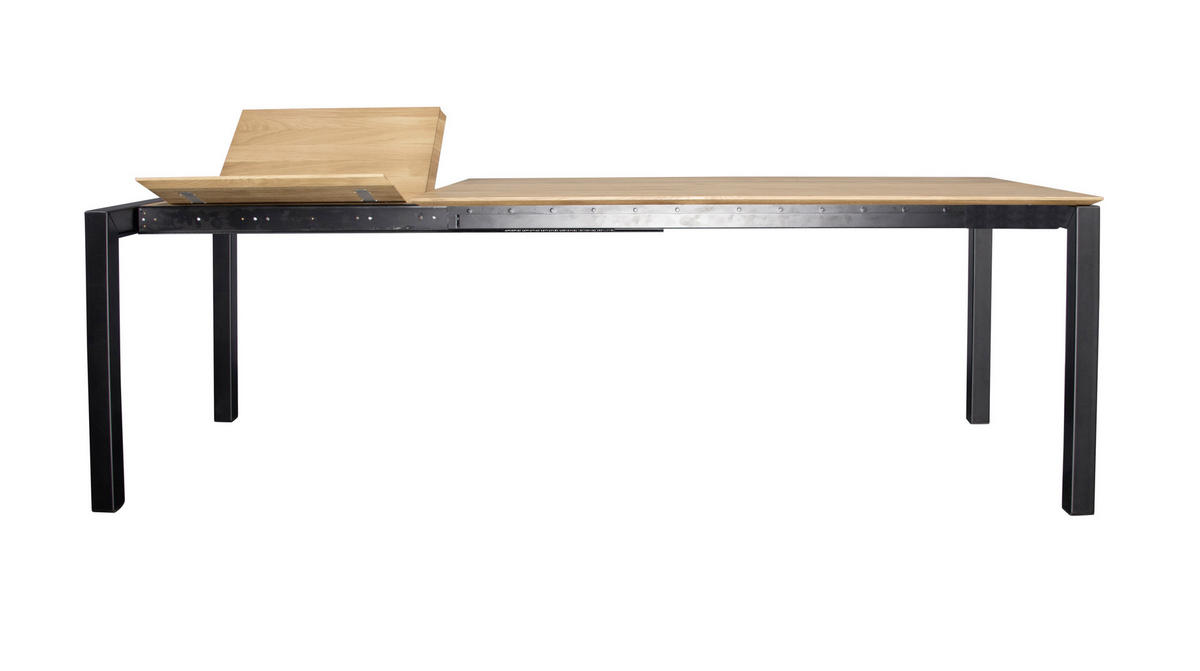 ESSTISCH in Holz, Metall 160-220/90/75 cm  - Eichefarben/Schwarz, Konventionell, Holz/Metall (160-220/90/75cm)